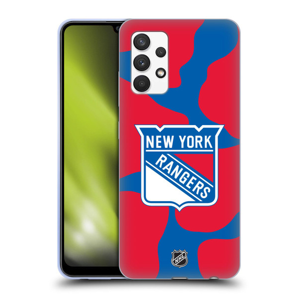 NHL New York Rangers Cow Pattern Soft Gel Case for Samsung Galaxy A32 (2021)