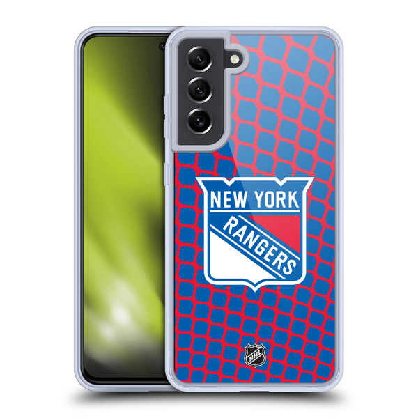NHL New York Rangers Net Pattern Soft Gel Case for Samsung Galaxy S21 FE 5G & MagSafe