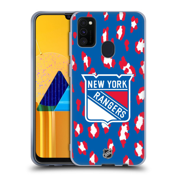 NHL New York Rangers Leopard Patten Soft Gel Case for Samsung Galaxy M30s (2019)/M21 (2020)