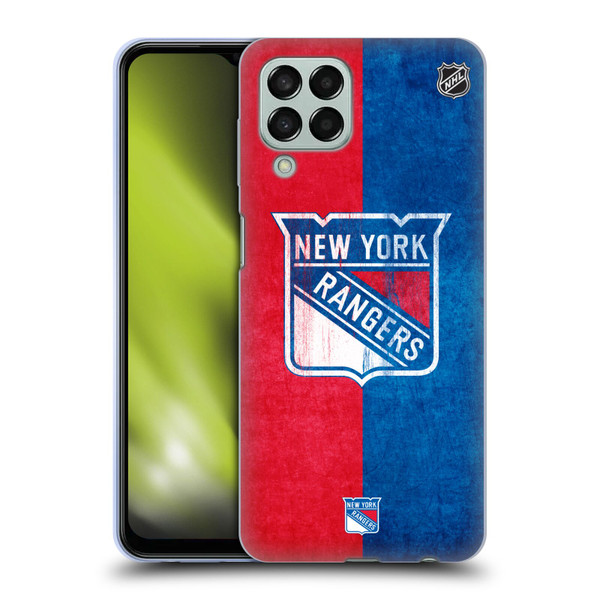 NHL New York Rangers Half Distressed Soft Gel Case for Samsung Galaxy M33 (2022)