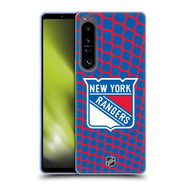 NHL New York Rangers Net Pattern Soft Gel Case for Sony Xperia 1 IV