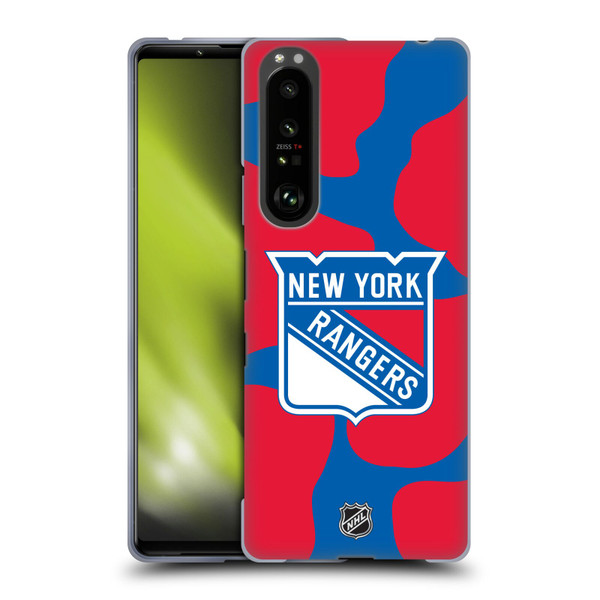 NHL New York Rangers Cow Pattern Soft Gel Case for Sony Xperia 1 III