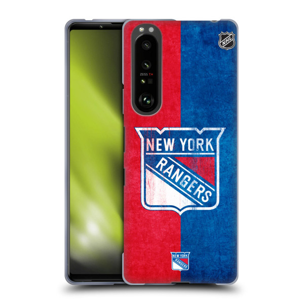 NHL New York Rangers Half Distressed Soft Gel Case for Sony Xperia 1 III