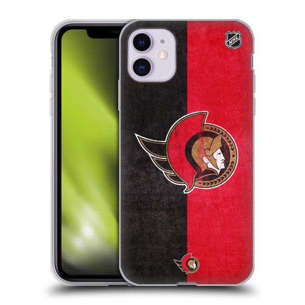 NHL Ottawa Senators Half Distressed Soft Gel Case for Apple iPhone 11