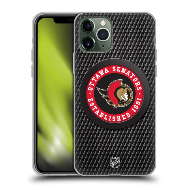 NHL Ottawa Senators Puck Texture Soft Gel Case for Apple iPhone 11 Pro