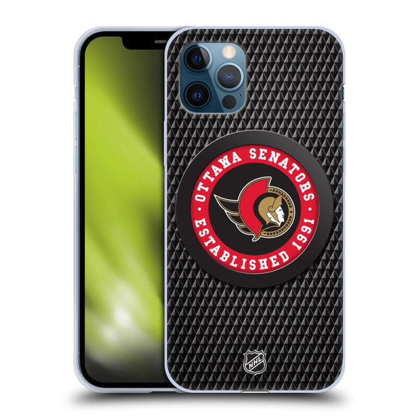 NHL Ottawa Senators Puck Texture Soft Gel Case for Apple iPhone 12 / iPhone 12 Pro