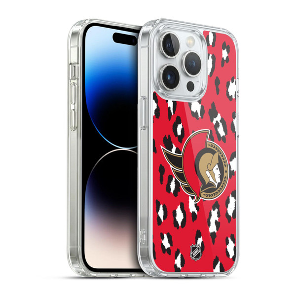 NHL Ottawa Senators Leopard Pattern Soft Gel Case for Apple iPhone 13 Pro & MagSafe