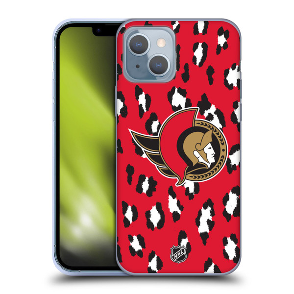 NHL Ottawa Senators Leopard Patten Soft Gel Case for Apple iPhone 14