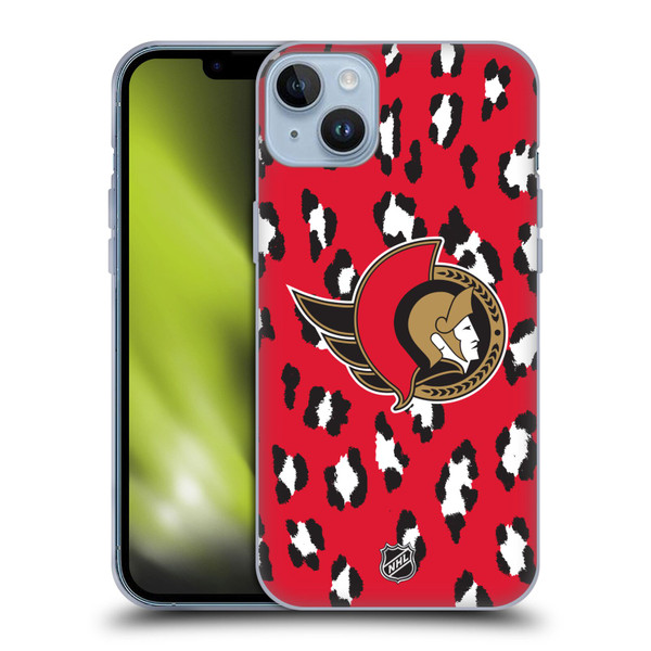 NHL Ottawa Senators Leopard Patten Soft Gel Case for Apple iPhone 14 Plus