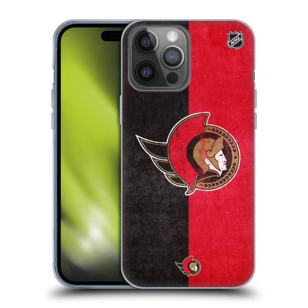 NHL Ottawa Senators Half Distressed Soft Gel Case for Apple iPhone 14 Pro Max