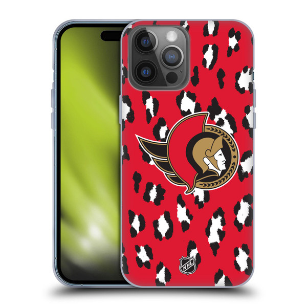 NHL Ottawa Senators Leopard Patten Soft Gel Case for Apple iPhone 14 Pro Max