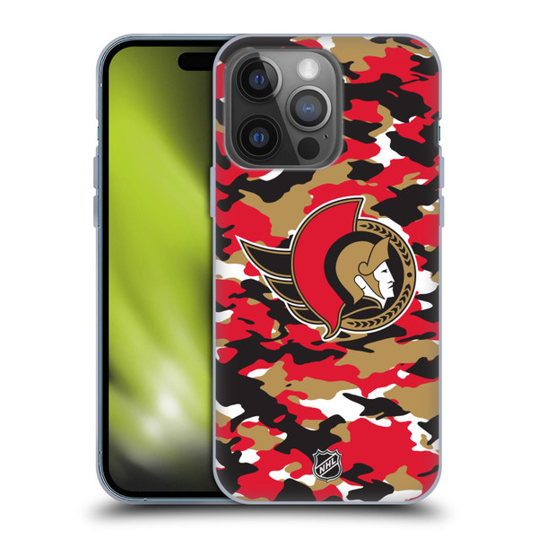 NHL Ottawa Senators Camouflage Soft Gel Case for Apple iPhone 14 Pro