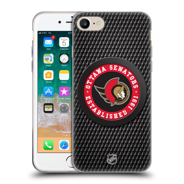 NHL Ottawa Senators Puck Texture Soft Gel Case for Apple iPhone 7 / 8 / SE 2020 & 2022