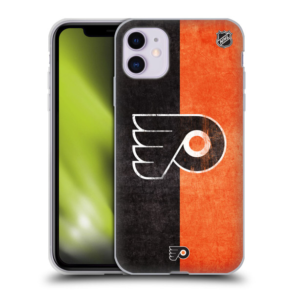 NHL Philadelphia Flyers Half Distressed Soft Gel Case for Apple iPhone 11