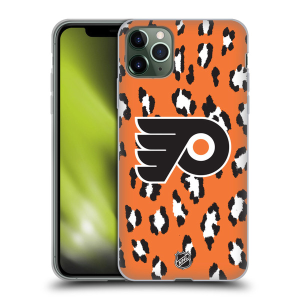 NHL Philadelphia Flyers Leopard Pattern Soft Gel Case for Apple iPhone 11 Pro Max