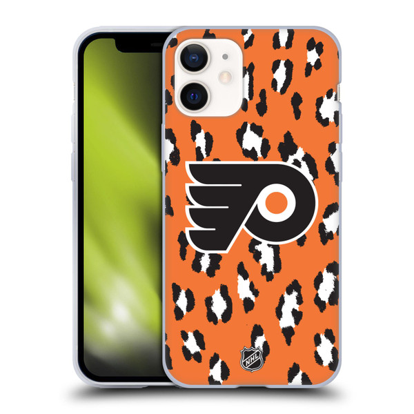 NHL Philadelphia Flyers Leopard Pattern Soft Gel Case for Apple iPhone 12 Mini
