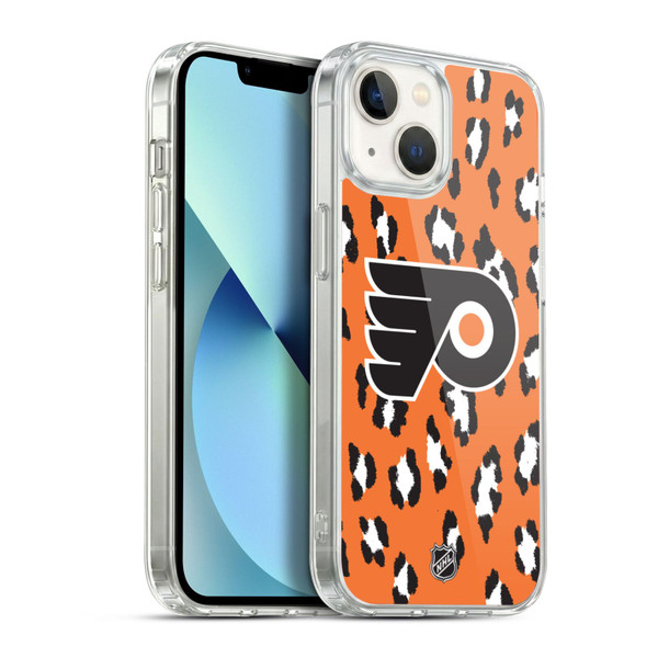 NHL Philadelphia Flyers Leopard Pattern Soft Gel Case for Apple iPhone 13