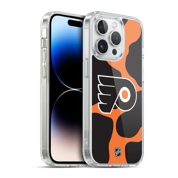 NHL Philadelphia Flyers Cow Pattern Soft Gel Case for Apple iPhone 13 Pro & MagSafe