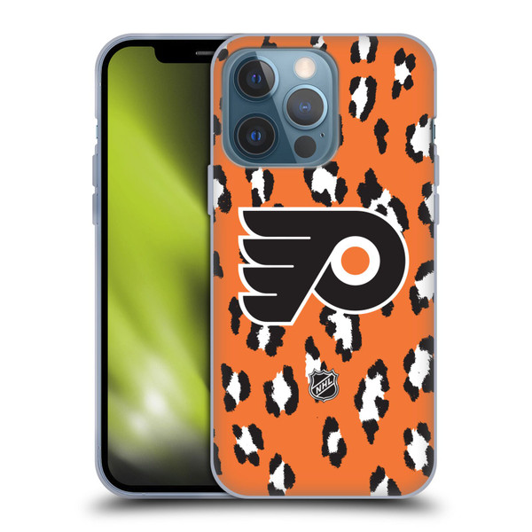 NHL Philadelphia Flyers Leopard Pattern Soft Gel Case for Apple iPhone 13 Pro