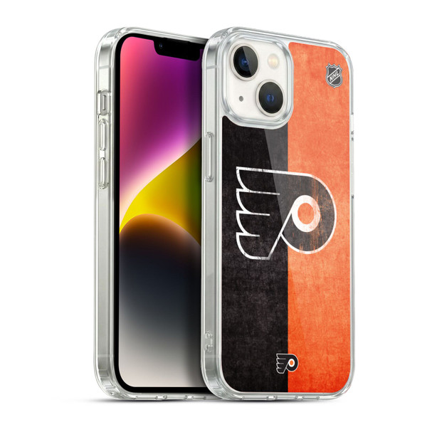 NHL Philadelphia Flyers Half Distressed Soft Gel Case for Apple iPhone 14