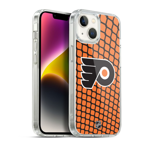 NHL Philadelphia Flyers Net Pattern Soft Gel Case for Apple iPhone 14