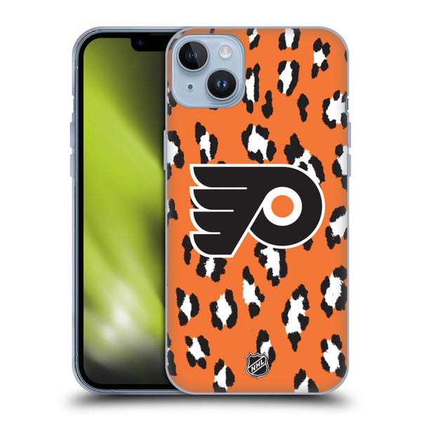 NHL Philadelphia Flyers Leopard Pattern Soft Gel Case for Apple iPhone 14 Plus