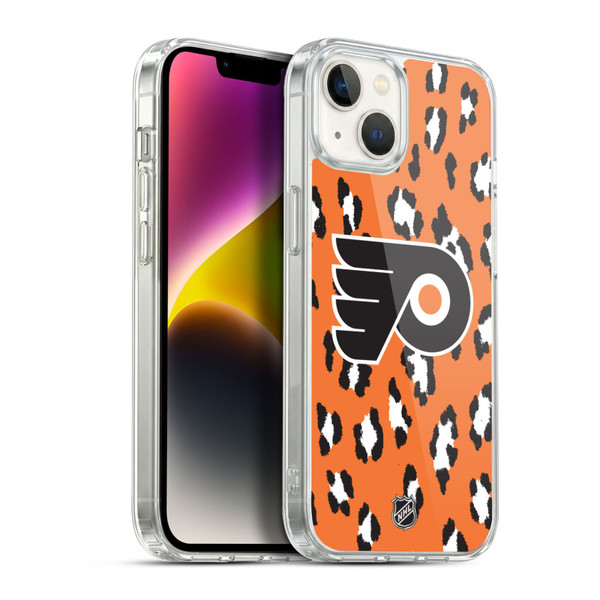 NHL Philadelphia Flyers Leopard Pattern Soft Gel Case for Apple iPhone 14 Plus & MagSafe
