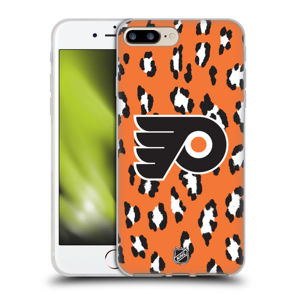 NHL Philadelphia Flyers Leopard Pattern Soft Gel Case for Apple iPhone 7 Plus / iPhone 8 Plus