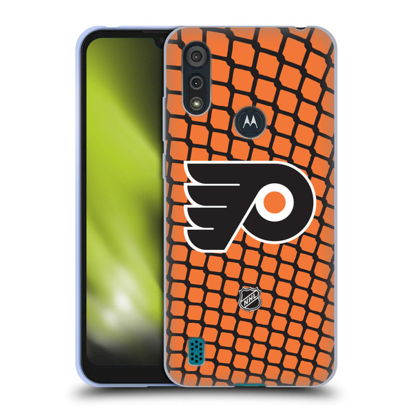 NHL Philadelphia Flyers Net Pattern Soft Gel Case for Motorola Moto E6s (2020)