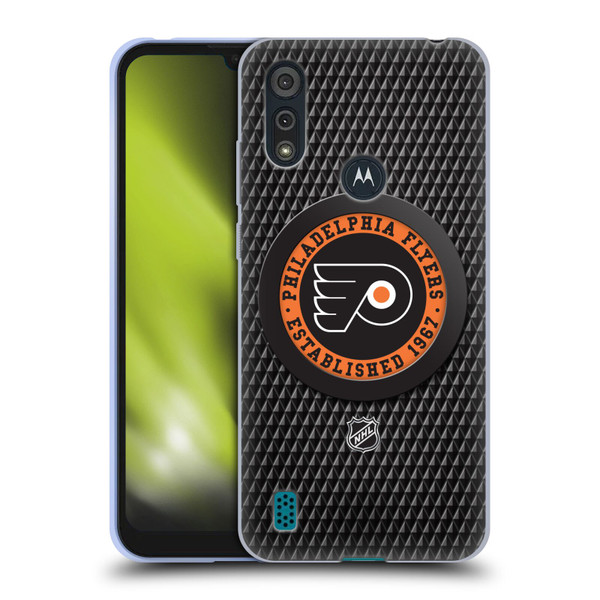 NHL Philadelphia Flyers Puck Texture Soft Gel Case for Motorola Moto E6s (2020)