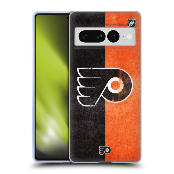 NHL Philadelphia Flyers Half Distressed Soft Gel Case for Google Pixel 7 Pro