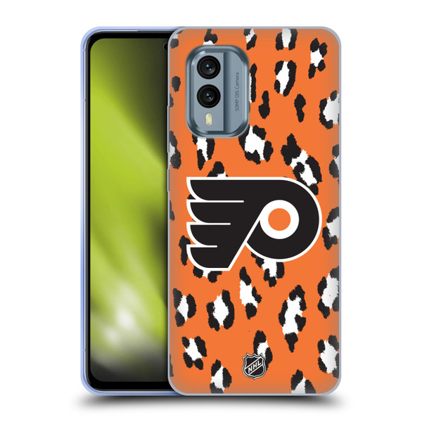 NHL Philadelphia Flyers Leopard Pattern Soft Gel Case for Nokia X30