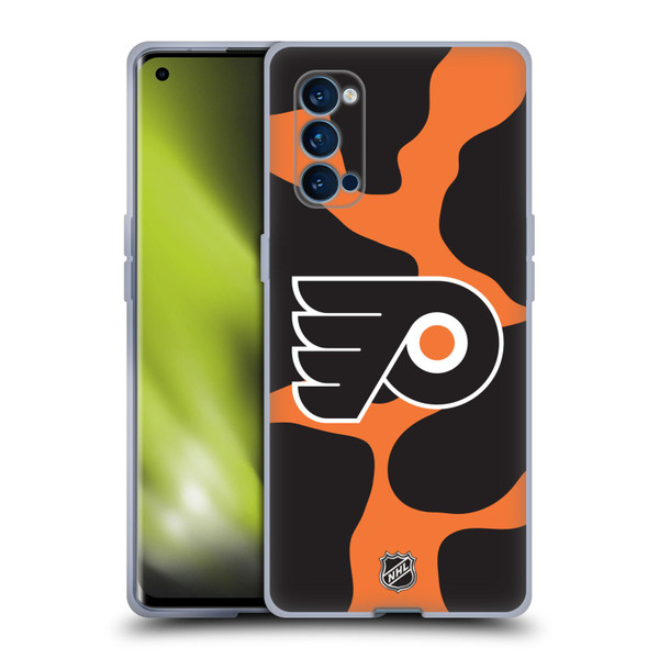 NHL Philadelphia Flyers Cow Pattern Soft Gel Case for OPPO Reno 4 Pro 5G