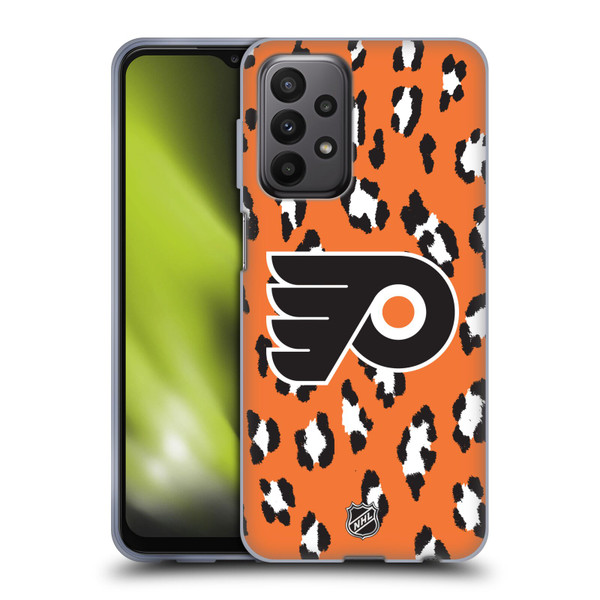 NHL Philadelphia Flyers Leopard Pattern Soft Gel Case for Samsung Galaxy A23 / 5G (2022)