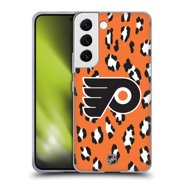 NHL Philadelphia Flyers Leopard Pattern Soft Gel Case for Samsung Galaxy S22 5G
