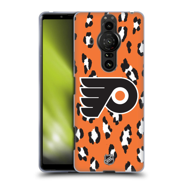 NHL Philadelphia Flyers Leopard Pattern Soft Gel Case for Sony Xperia Pro-I