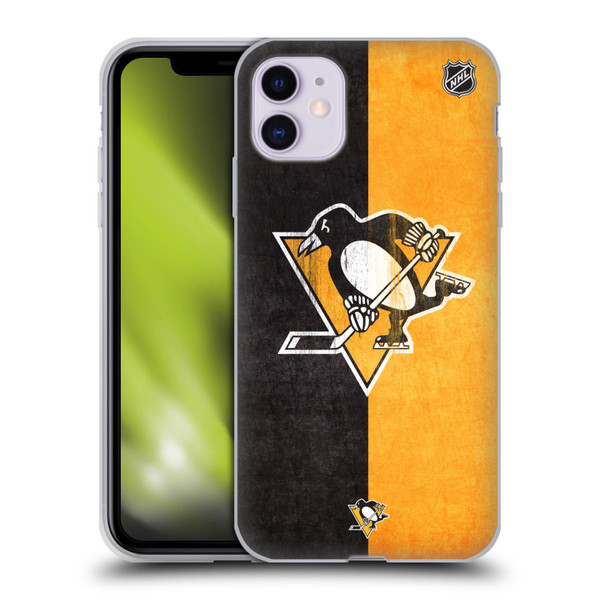 NHL Pittsburgh Penguins Half Distressed Soft Gel Case for Apple iPhone 11