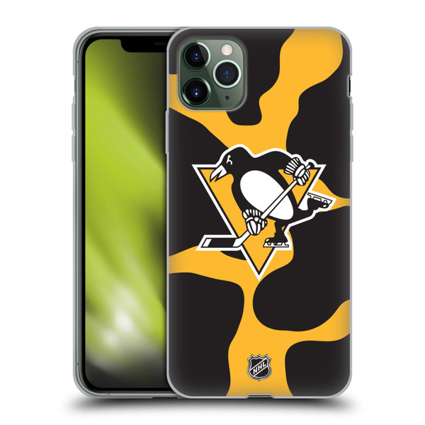 NHL Pittsburgh Penguins Cow Pattern Soft Gel Case for Apple iPhone 11 Pro Max