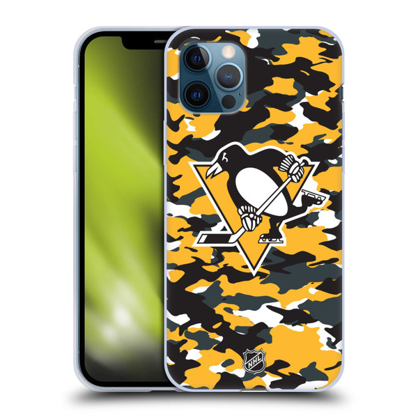 NHL Pittsburgh Penguins Camouflage Soft Gel Case for Apple iPhone 12 / iPhone 12 Pro