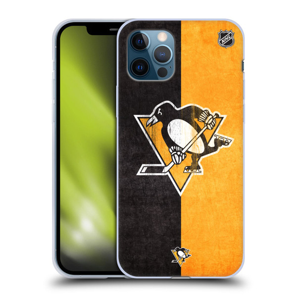 NHL Pittsburgh Penguins Half Distressed Soft Gel Case for Apple iPhone 12 / iPhone 12 Pro