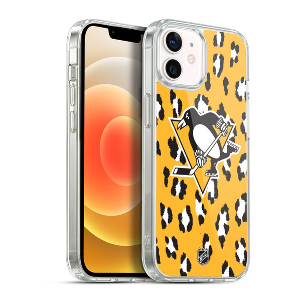 NHL Pittsburgh Penguins Leopard Pattern Soft Gel Case for Apple iPhone 12 / iPhone 12 Pro & MagSafe