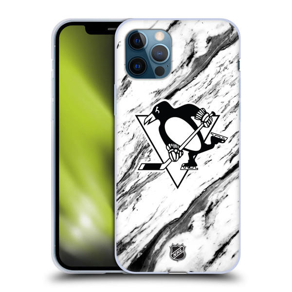 NHL Pittsburgh Penguins Marble Soft Gel Case for Apple iPhone 12 / iPhone 12 Pro