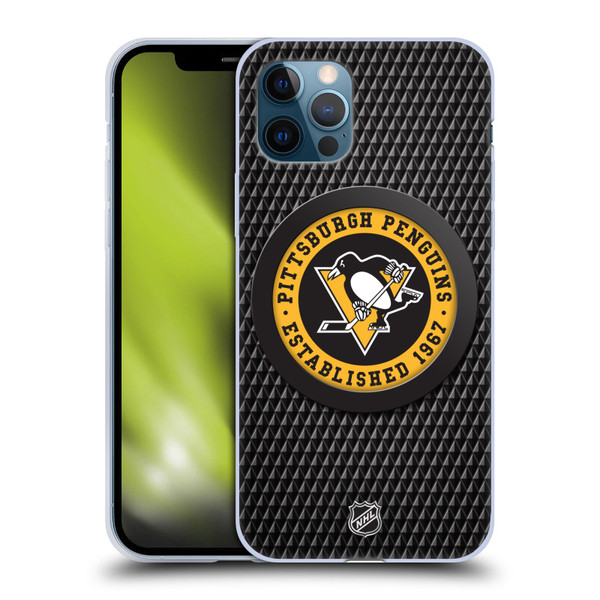 NHL Pittsburgh Penguins Puck Texture Soft Gel Case for Apple iPhone 12 / iPhone 12 Pro