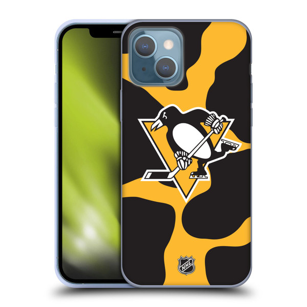 NHL Pittsburgh Penguins Cow Pattern Soft Gel Case for Apple iPhone 13