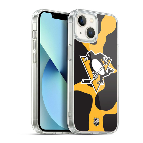 NHL Pittsburgh Penguins Cow Pattern Soft Gel Case for Apple iPhone 13