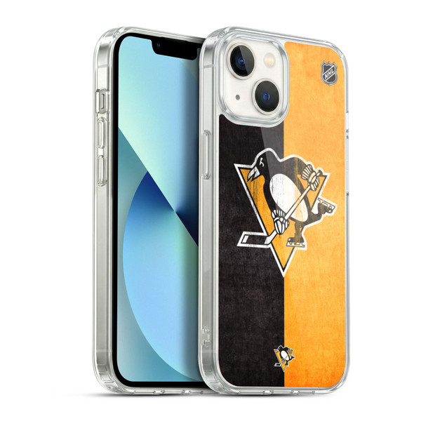 NHL Pittsburgh Penguins Half Distressed Soft Gel Case for Apple iPhone 13