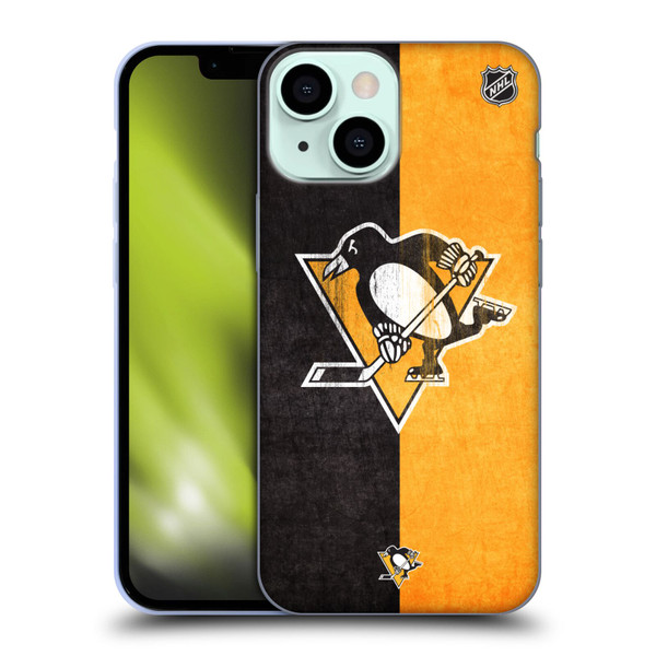 NHL Pittsburgh Penguins Half Distressed Soft Gel Case for Apple iPhone 13 Mini