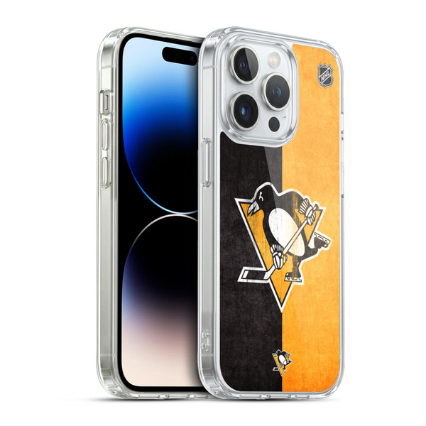 NHL Pittsburgh Penguins Half Distressed Soft Gel Case for Apple iPhone 13 Pro & MagSafe