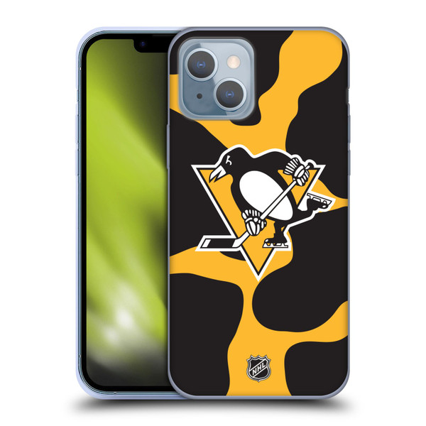 NHL Pittsburgh Penguins Cow Pattern Soft Gel Case for Apple iPhone 14