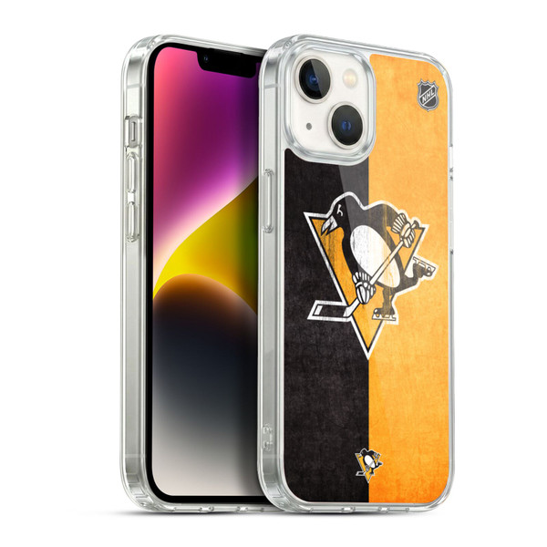 NHL Pittsburgh Penguins Half Distressed Soft Gel Case for Apple iPhone 14